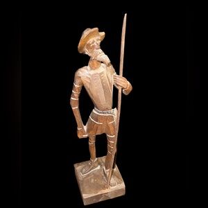 hand-carved wooden figurine of Don Quixote
